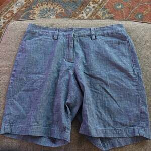 Lands' End Blue Cotton Chambray Mid Rise Shorts Size 8P